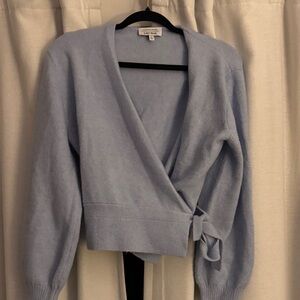 & Other Stories Light Blue Wrap Sweater with Tie Detail